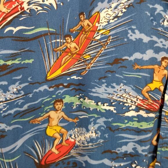 paperdenim&cloth NWT Men's Hawaiian Surfer Print Short Sleeve Button Up Medium - Picture 5 of 8
